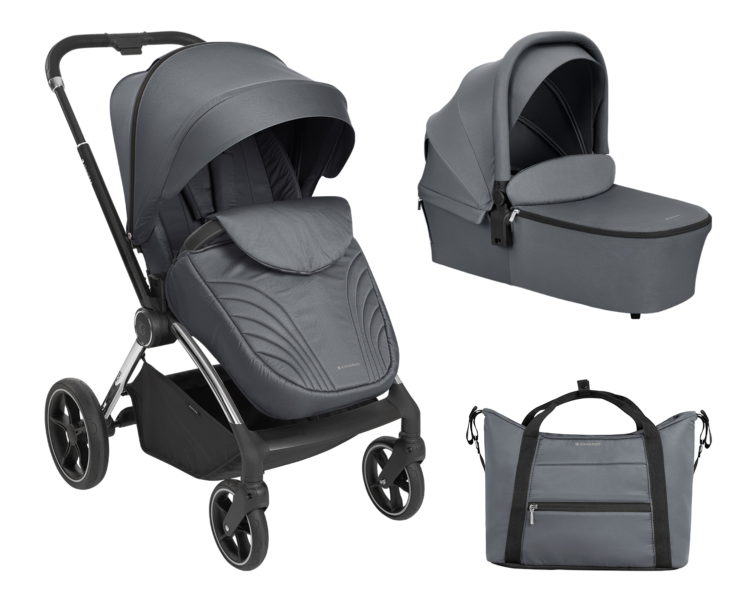 Carrito de bebé 2en1 con capazo Kara Gris
