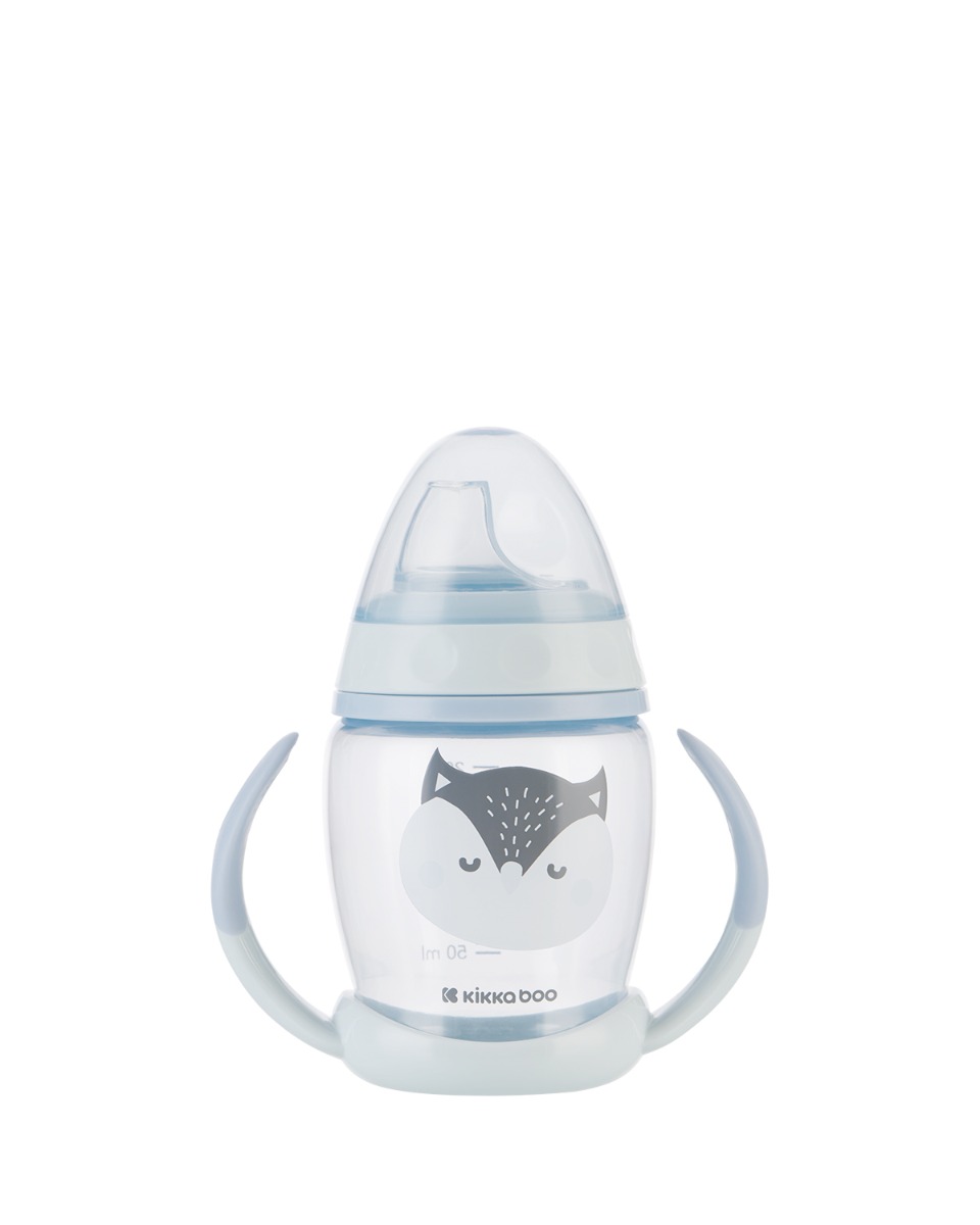 Vasito de PP con boquilla de silicona 200ml Happy Face Azul