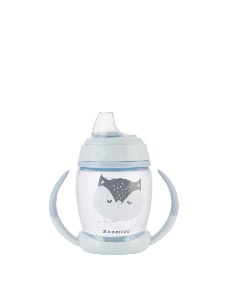 Vasito de PP con boquilla de silicona 200ml Happy Face Azul