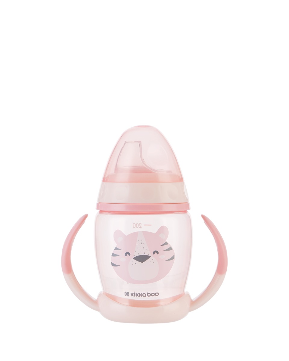 Vasito de PP con boquilla de silicona 200ml Happy Face Rosa