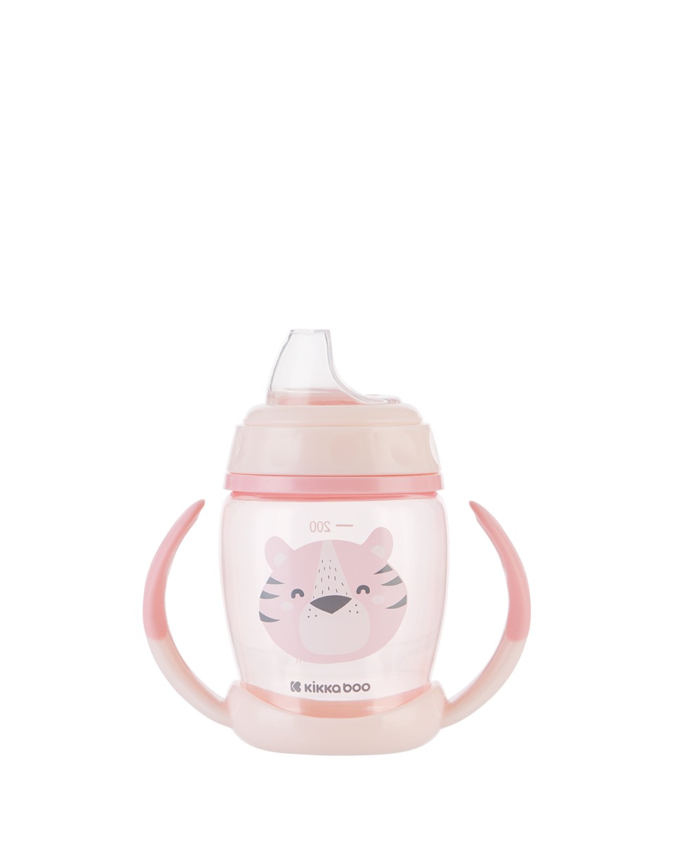 Vasito de PP con boquilla de silicona 200ml Happy Face Rosa