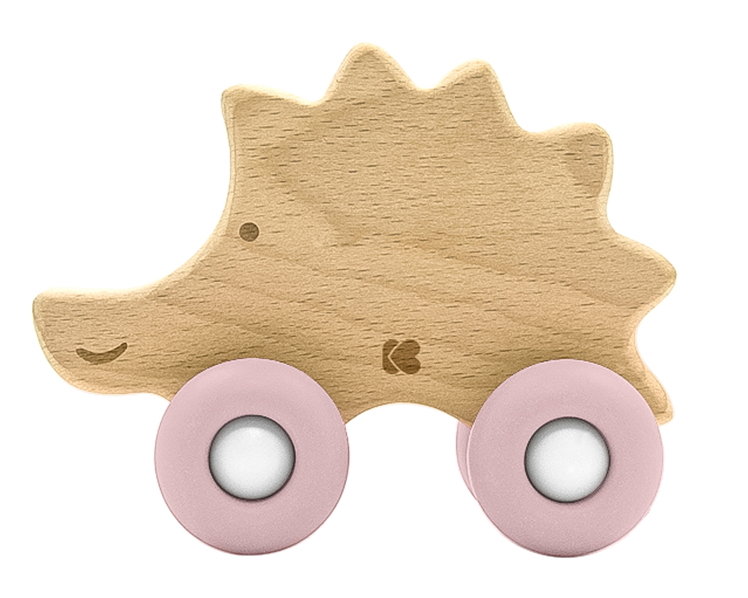 Juguete de madera con mordedor de silicona Hedgehog Rosa
