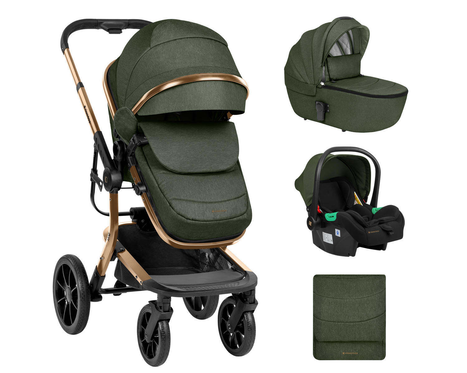 Carrito de bebé 3en1 con capazo de plastico Irene Verde Militar 2024