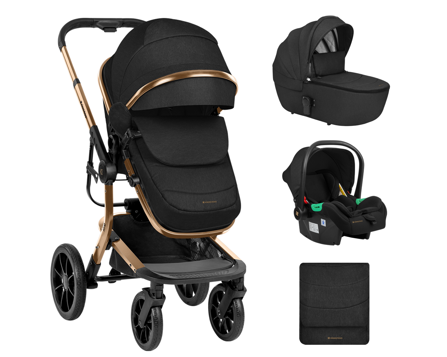 Carrito de bebé 3en1 con capazo de plastico Irene Negro 2024