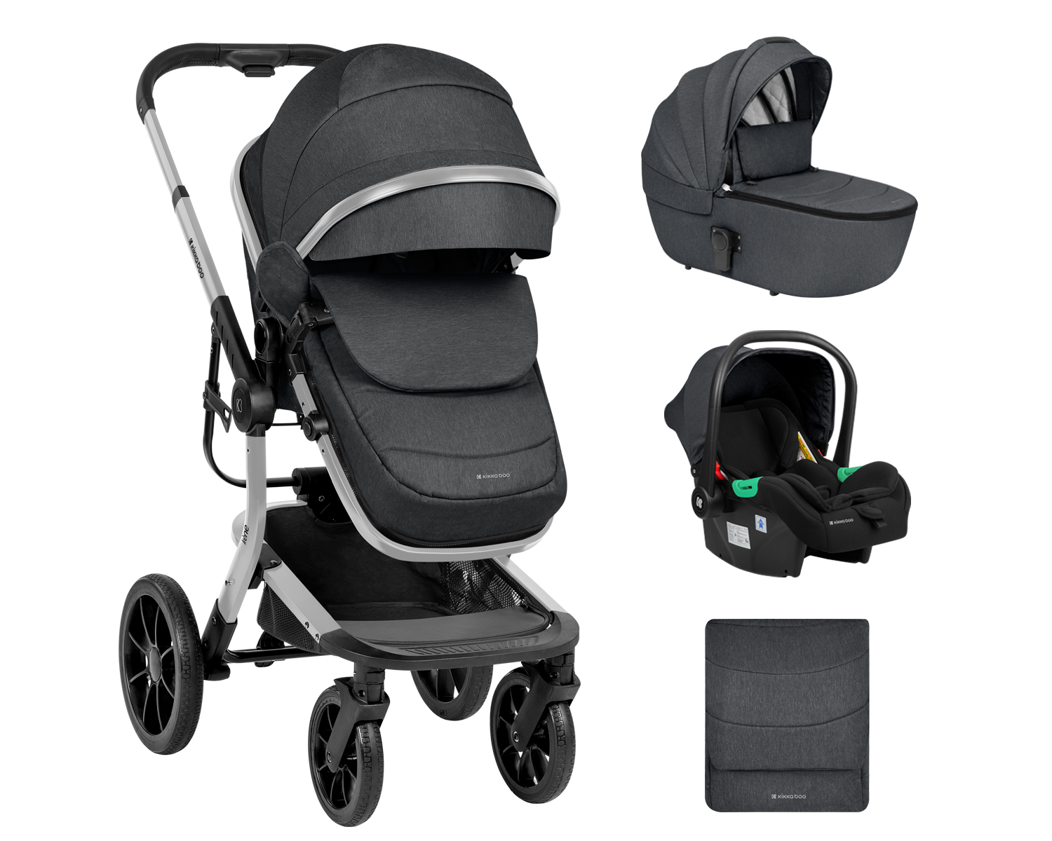 Carrito de bebé 3en1 con capazo de plastico Irene Gris Oscuro 2024