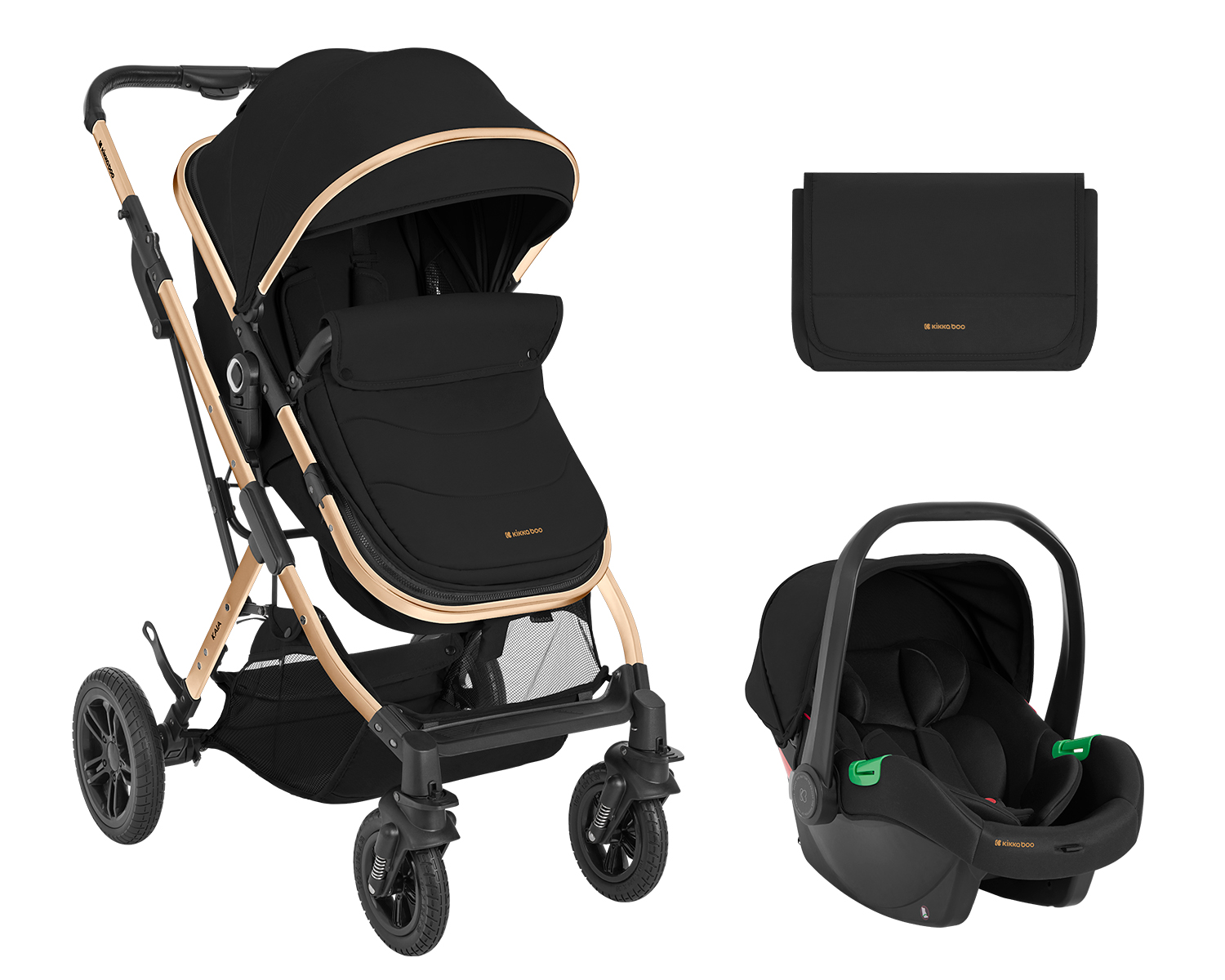 Carrito de bebé 3en1 asiento transf. Kaia Negro 2024