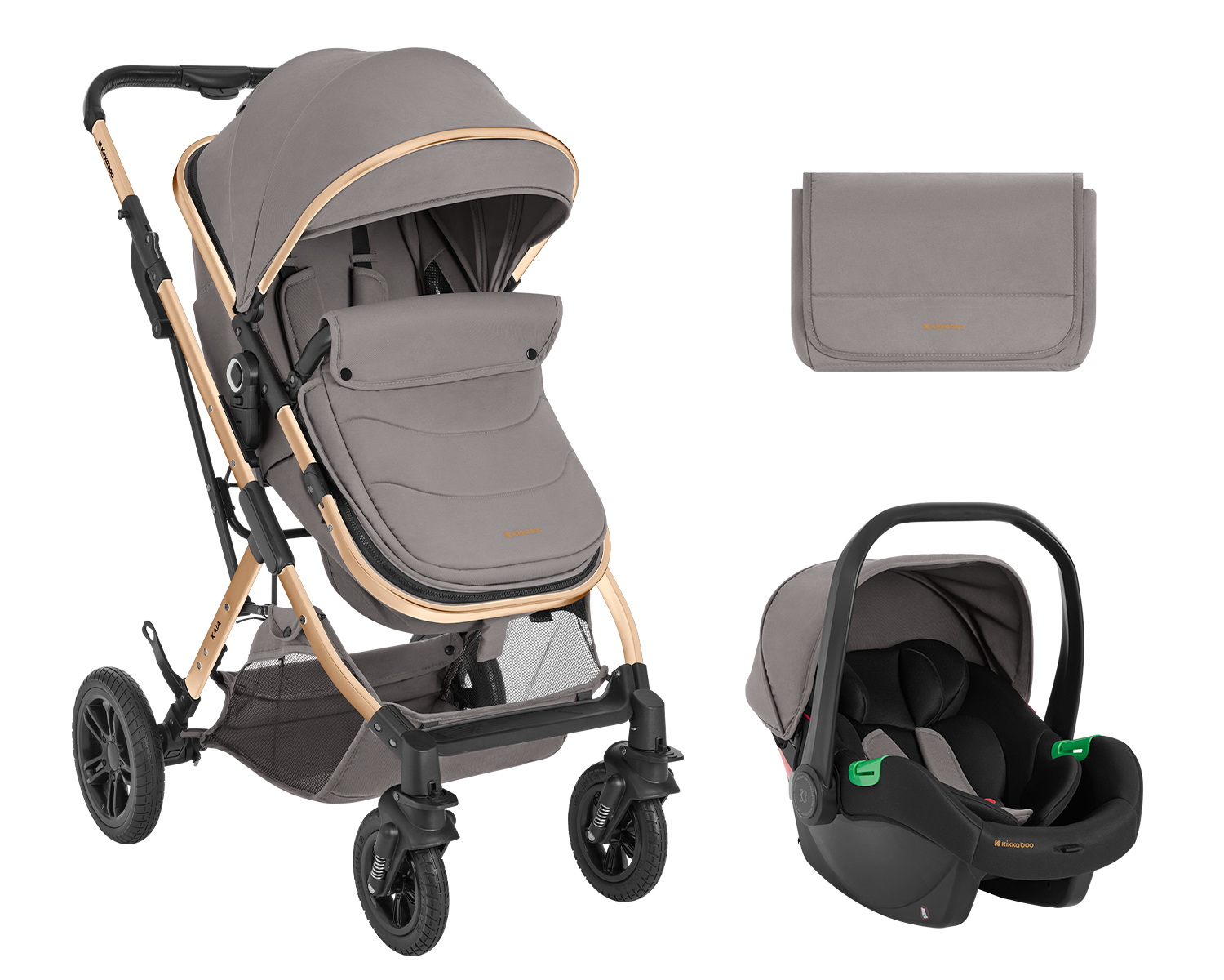 Carrito de bebé 3en1 asiento transf. Kaia Gris Claro 2024