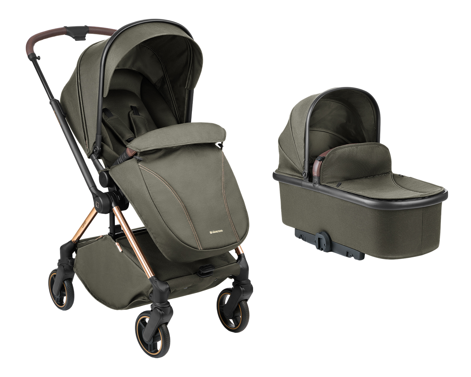 Carrito de bebé 2en1 con capazo Lanah Verde Militar