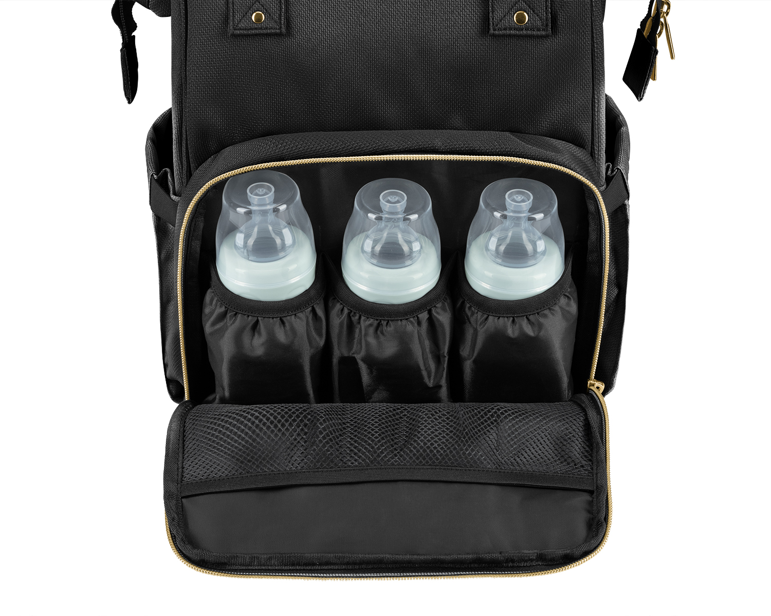 Bolsa de mamá Siena Negro & Oro 2025