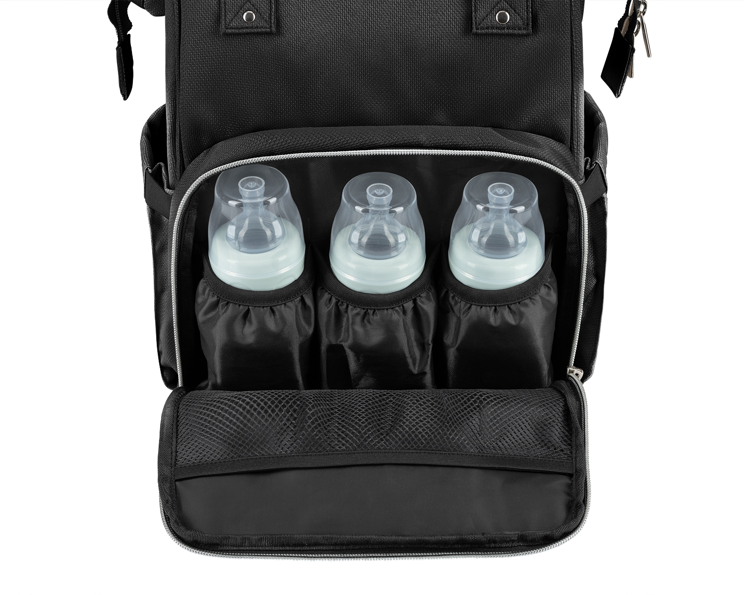 Bolsa de mamá Siena Negro & Plata 2025