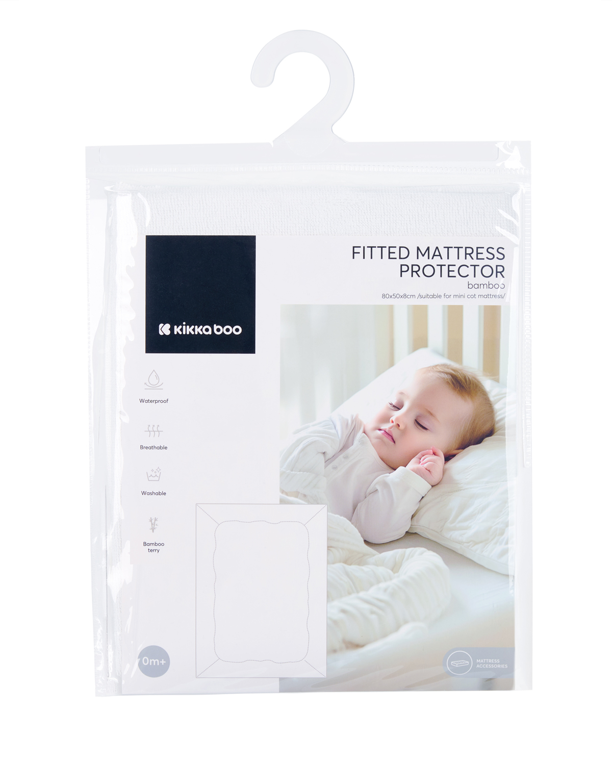 Protector de colchón ajustable - bambú 80/50/8 cm para mini cuna