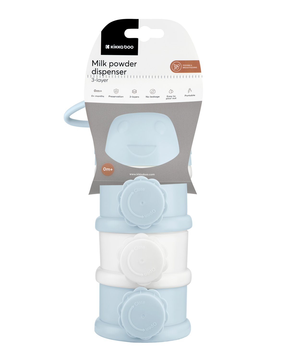 Dispensador de leche en polvo 3 compartimentos Azul