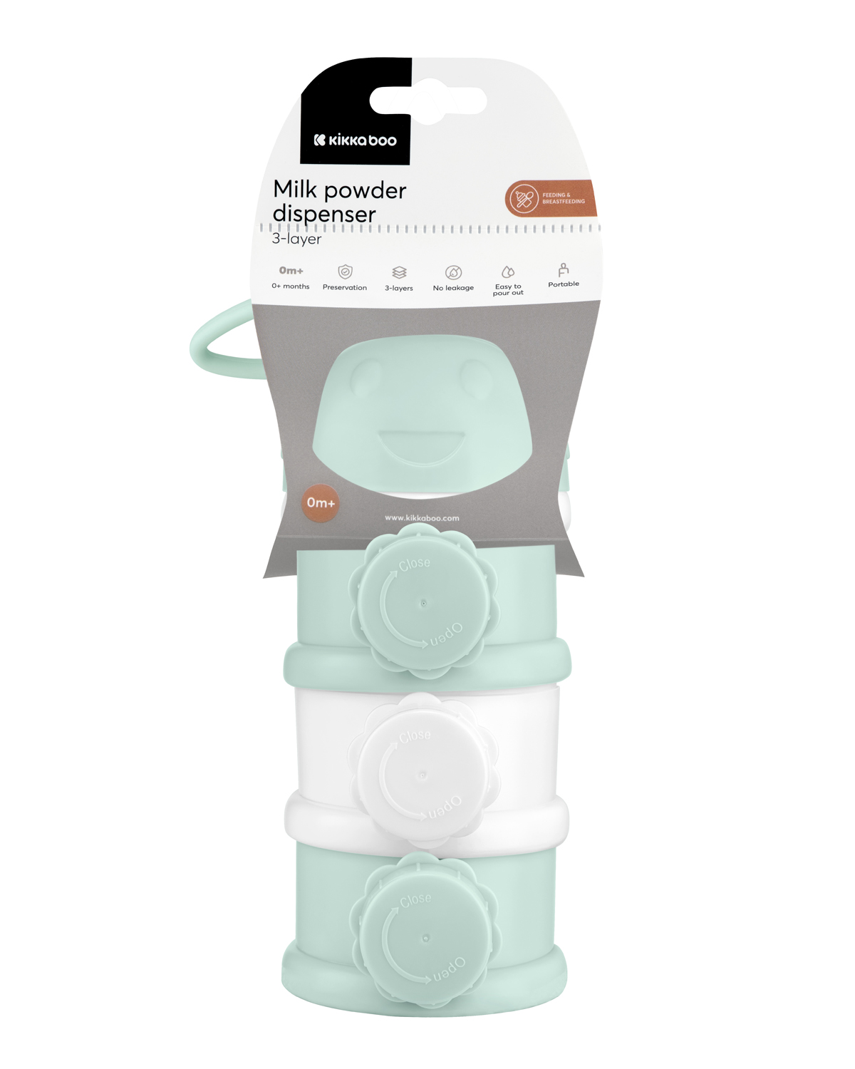 Dispensador de leche en polvo 3 compartimentos Menta