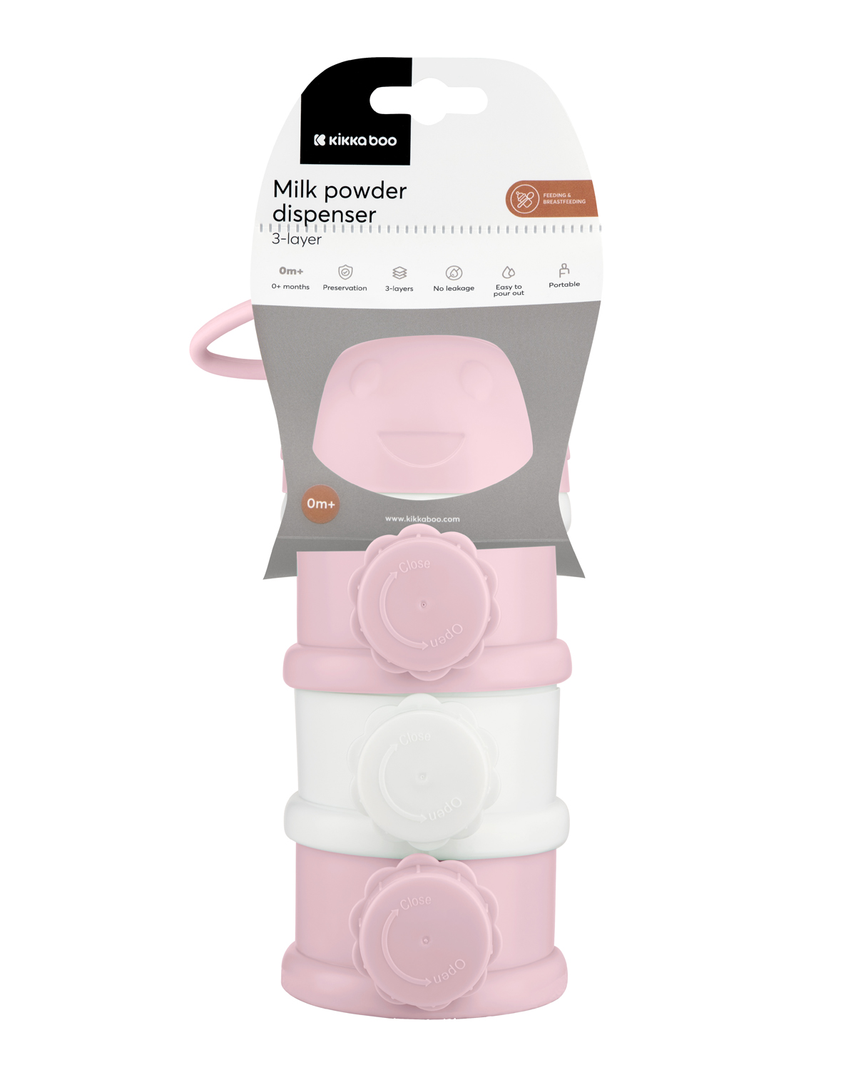 Dispensador de leche en polvo 3 compartimentos Rosa