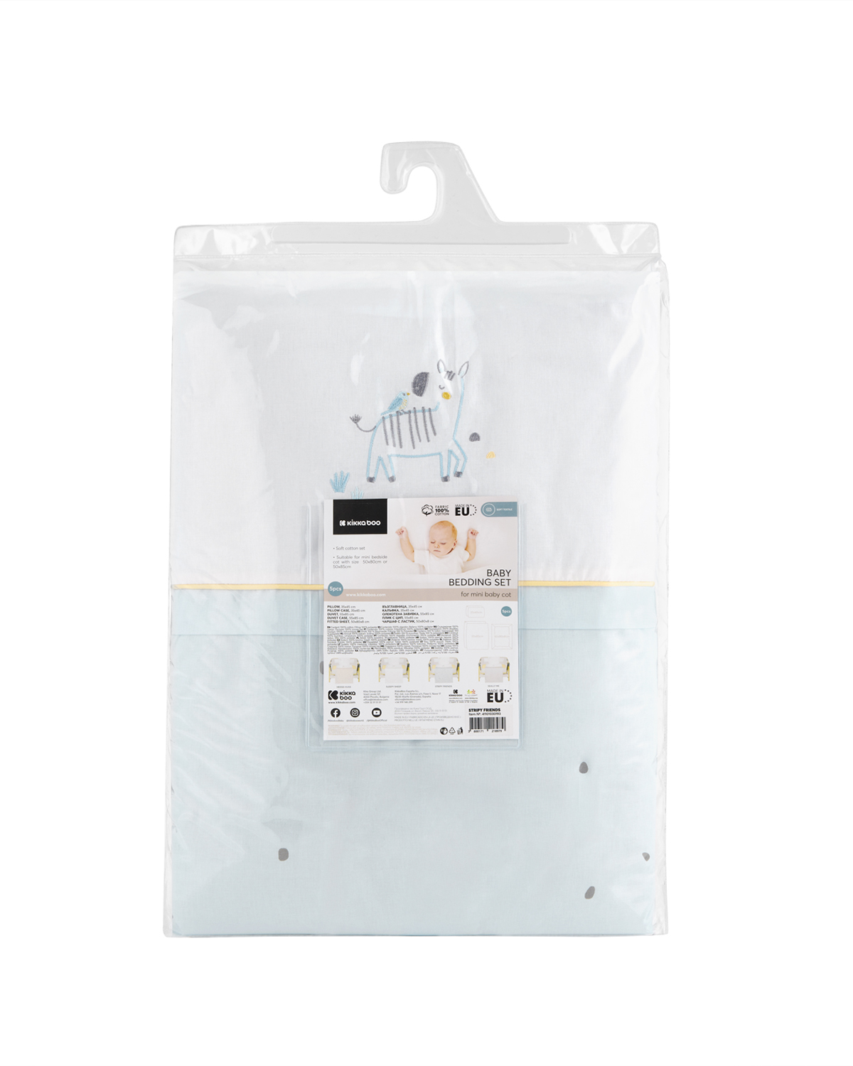 Juego de cama para minicuna 5 piezas Stripy Friends