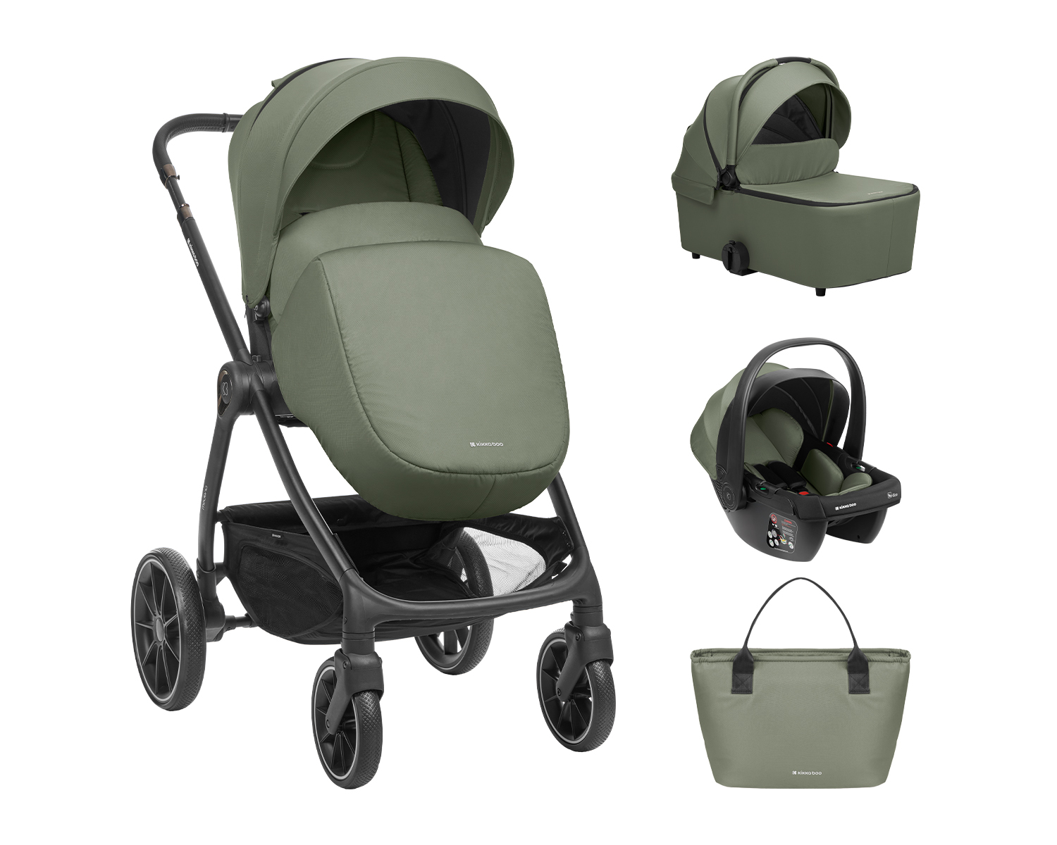 Carrito de bebé 3en1 con capazo Modena Verde Militar