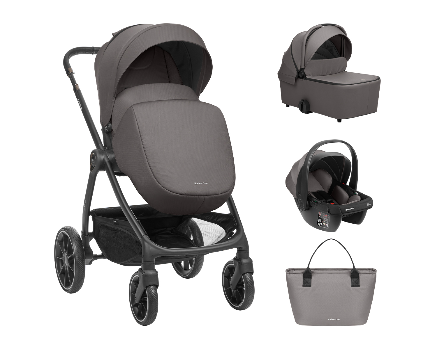 Carrito de bebé 3en1 con capazo Modena Gris Oscuro