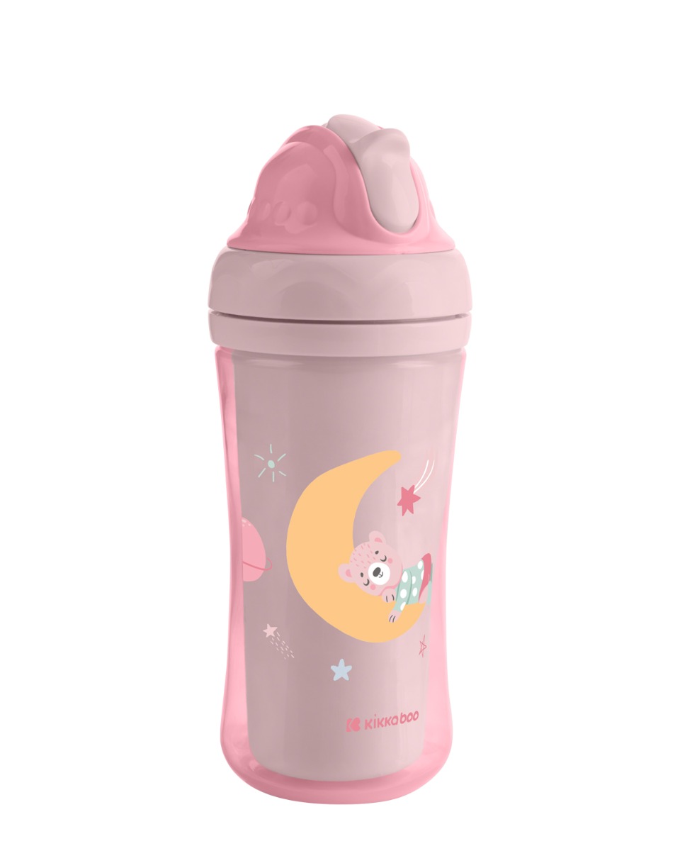 Vasito de PP con pajita de silicona 220ml Moony me Rosa