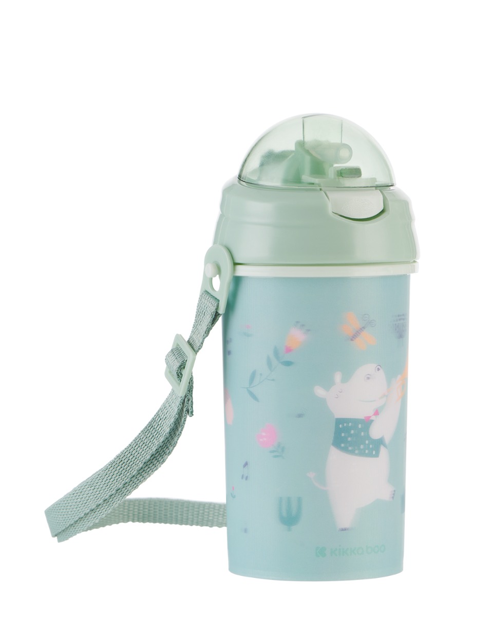 Vaso PP con pajita de silicona y correa 450ml Music Fest Menta