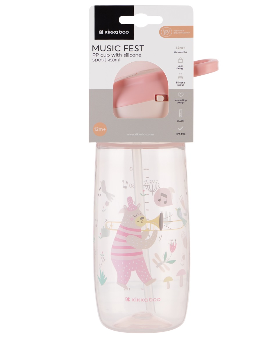 Vaso PP con boquilla 450ml Music Fest Rosa