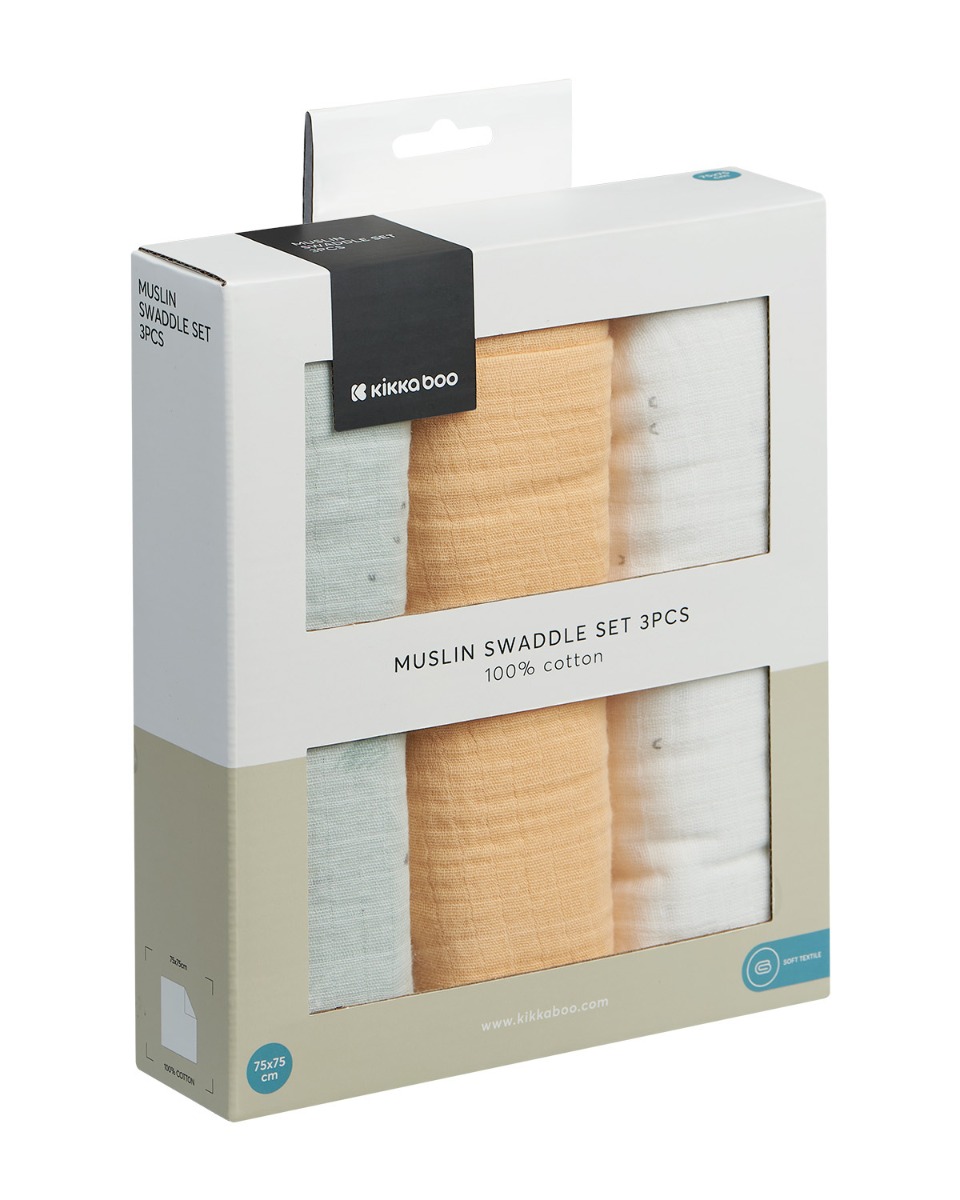 Juego de pañales de muselina 3 uds 75x75 cm Sleepy Sheep