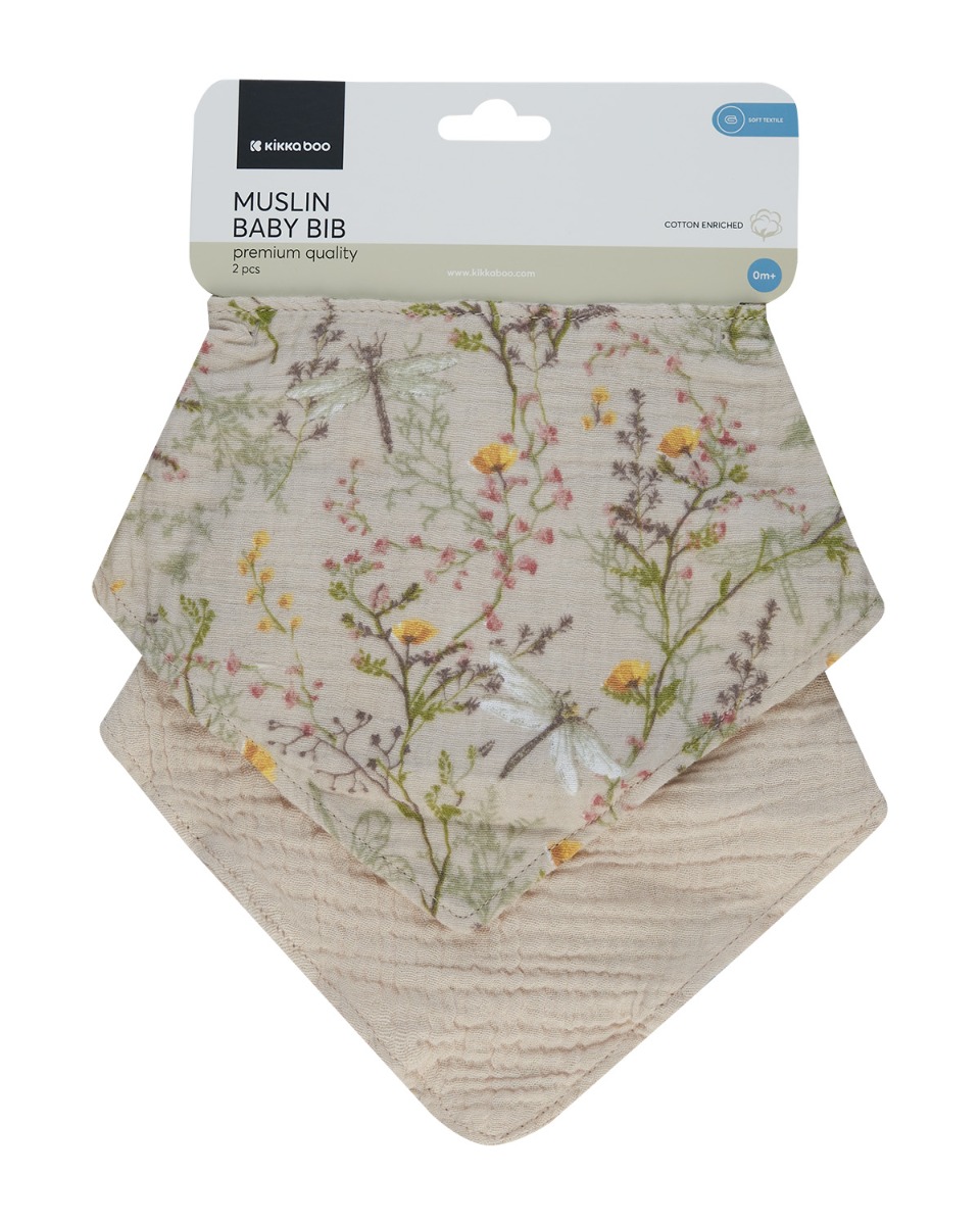 Juego de babero de muselina 2 uds Secret Garden Beige