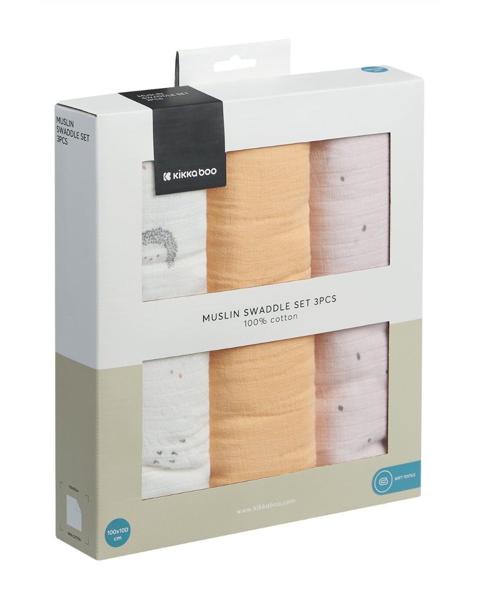 Juego de pañales de muselina 3 uds 100x100 cm Hedge-hugs