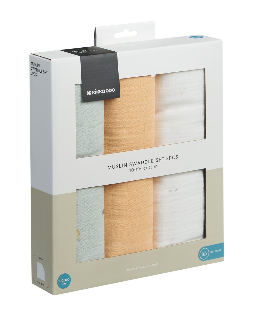 Juego de pañales de muselina 3 uds 100x100 cm Sleepy Sheep