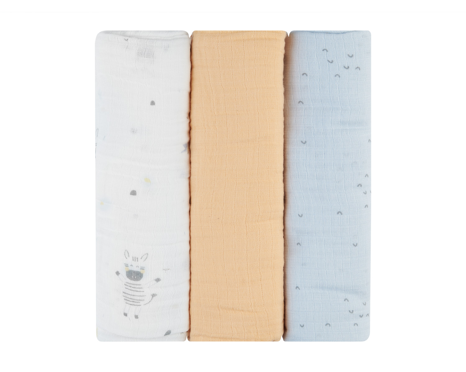 Juego de pañales de muselina 3 uds 100x100 cm Stripy Friends