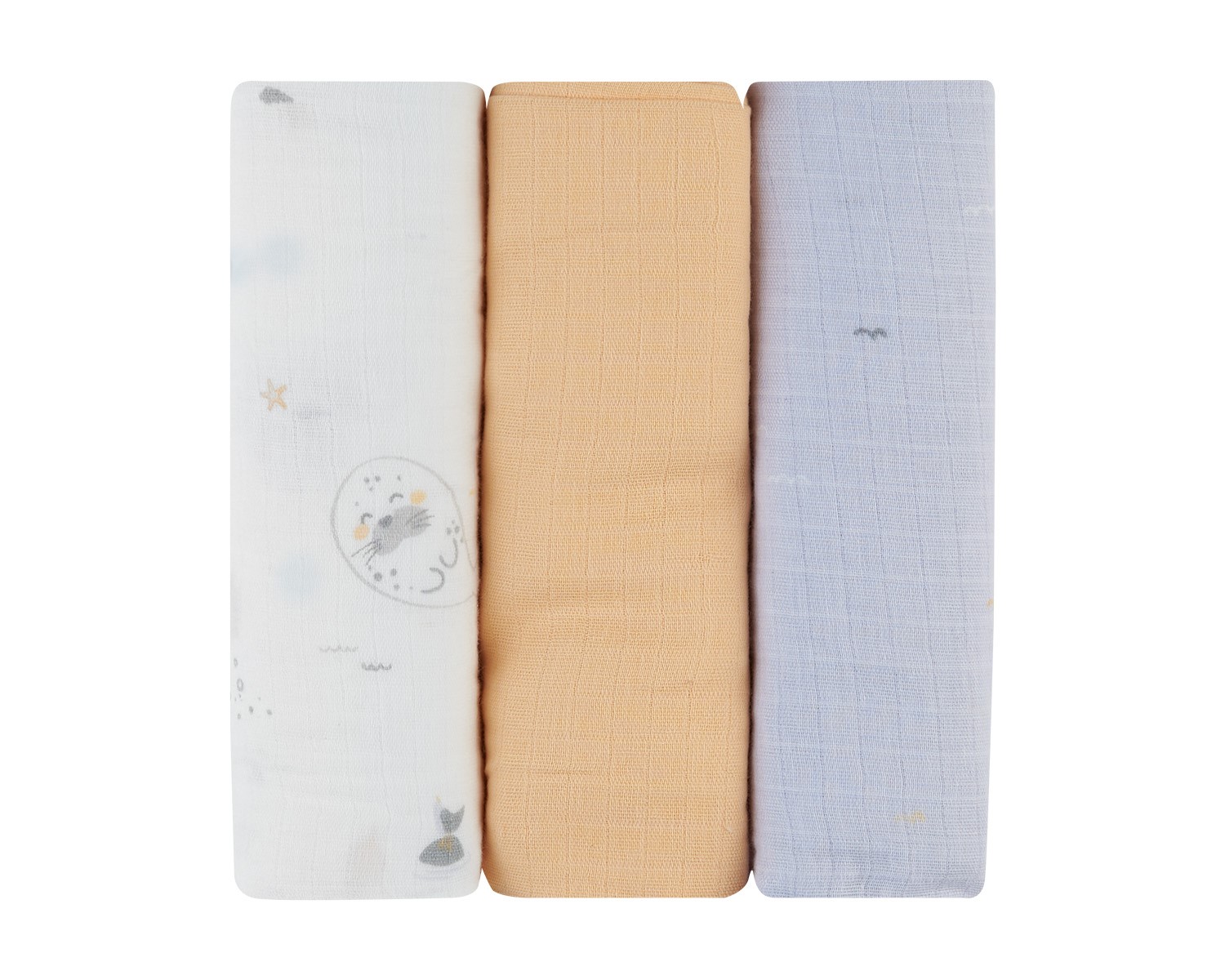 Juego de pañales de muselina 3 uds 75x75 cm Seally Me
