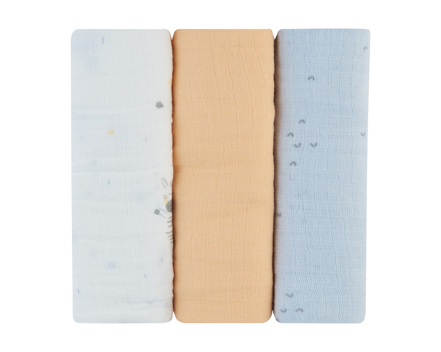 Juego de pañales de muselina 3 uds 75x75 cm Stripy Friends