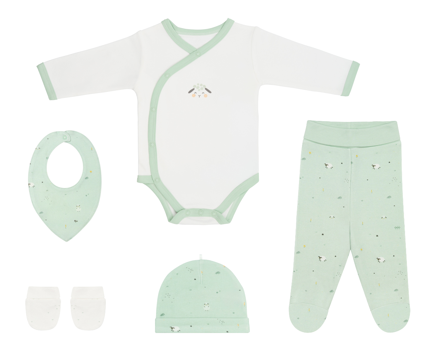 Set de 5 peleles para recién nacido Sleepy Sheep