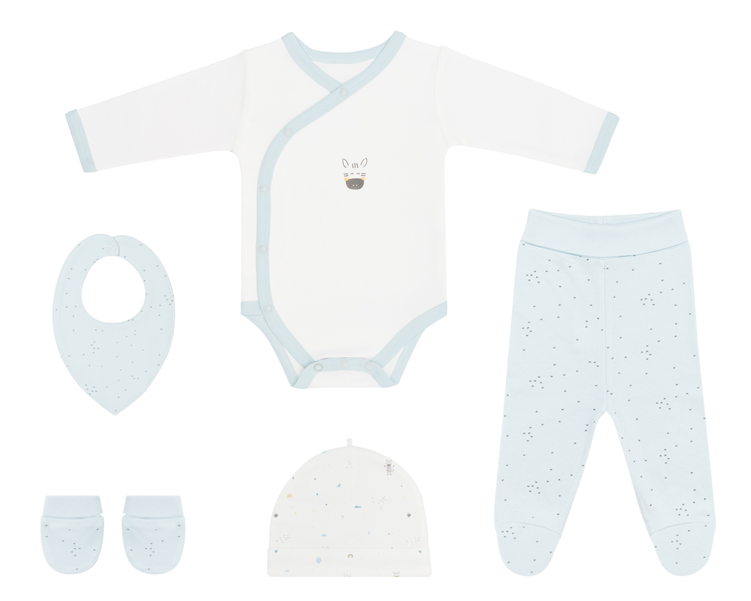 Set de 5 peleles para recién nacido Stripy Friends