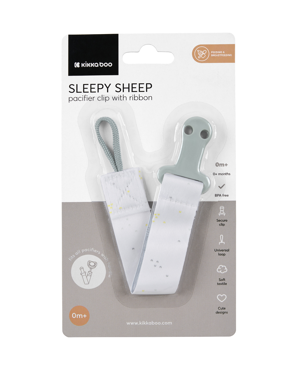 Clip para chupete con cinta Sleepy Sheep