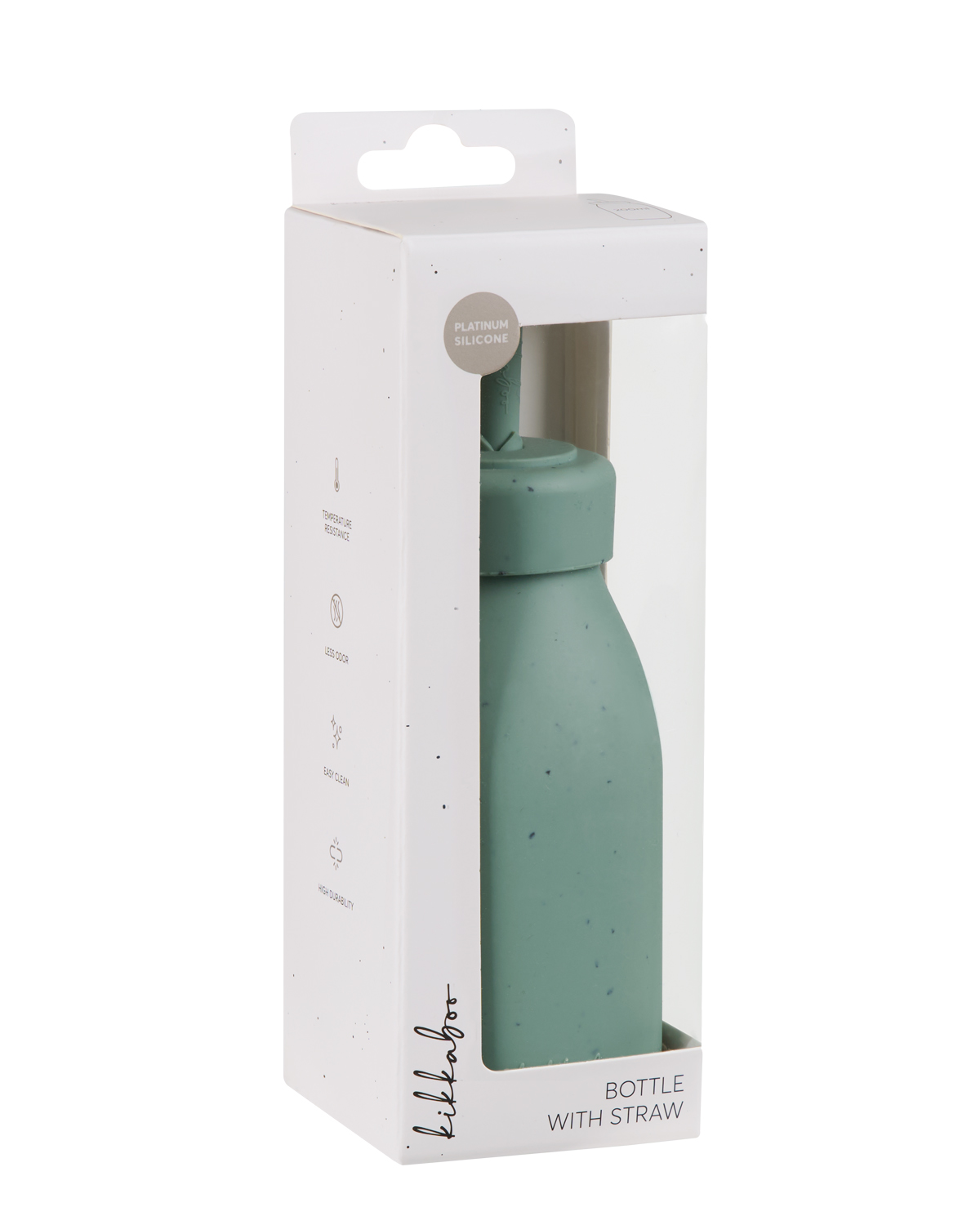 Bottle with straw Platinum Silicone Sage