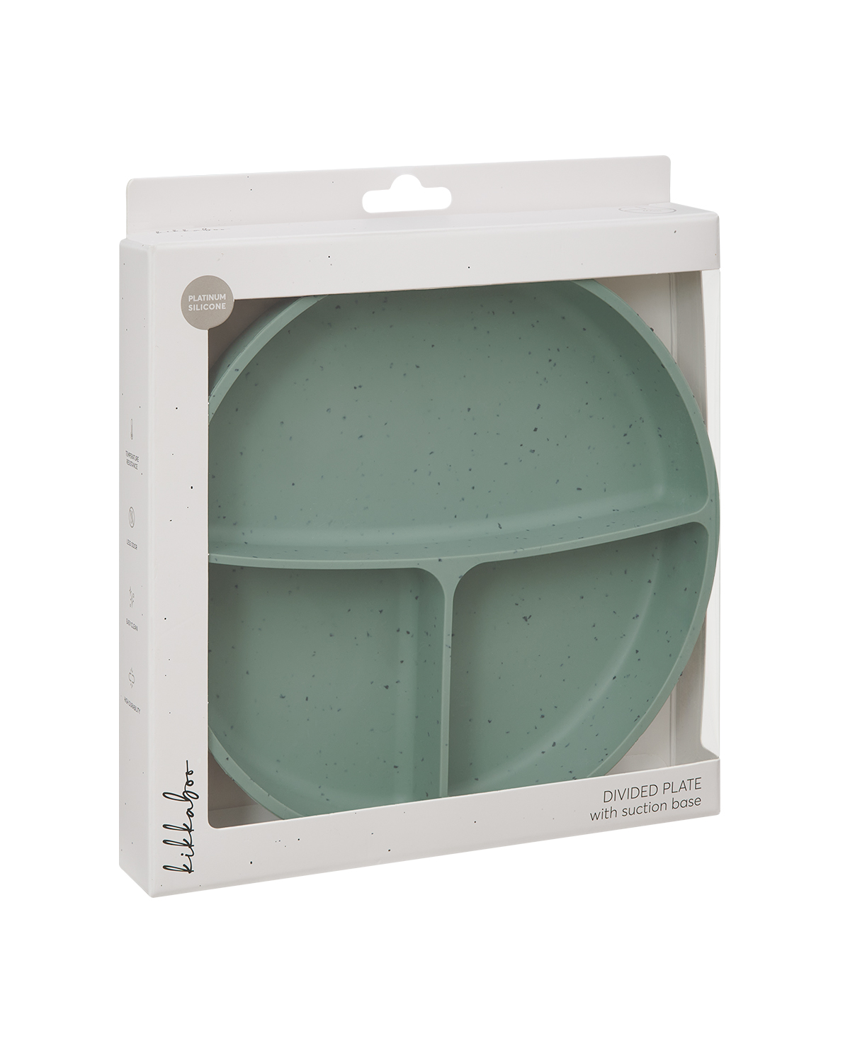 Divided plate with suction base Platinum Silicone Sage