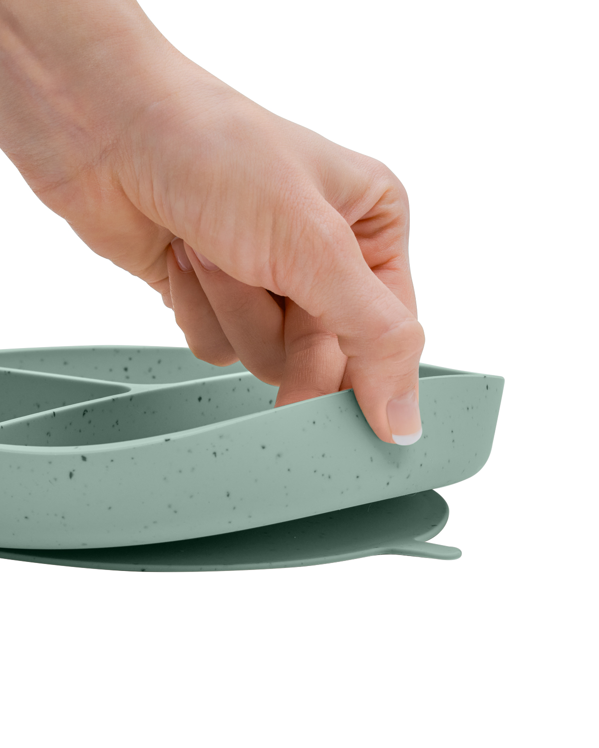 Divided plate with suction base Platinum Silicone Sage