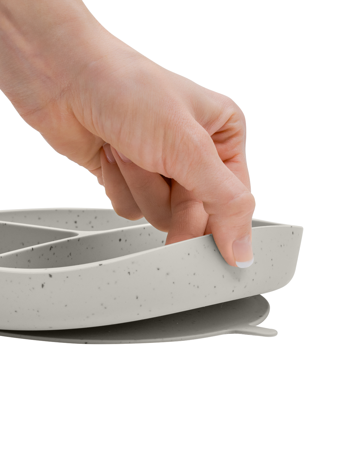 Divided plate with suction base Platinum Silicone Sand