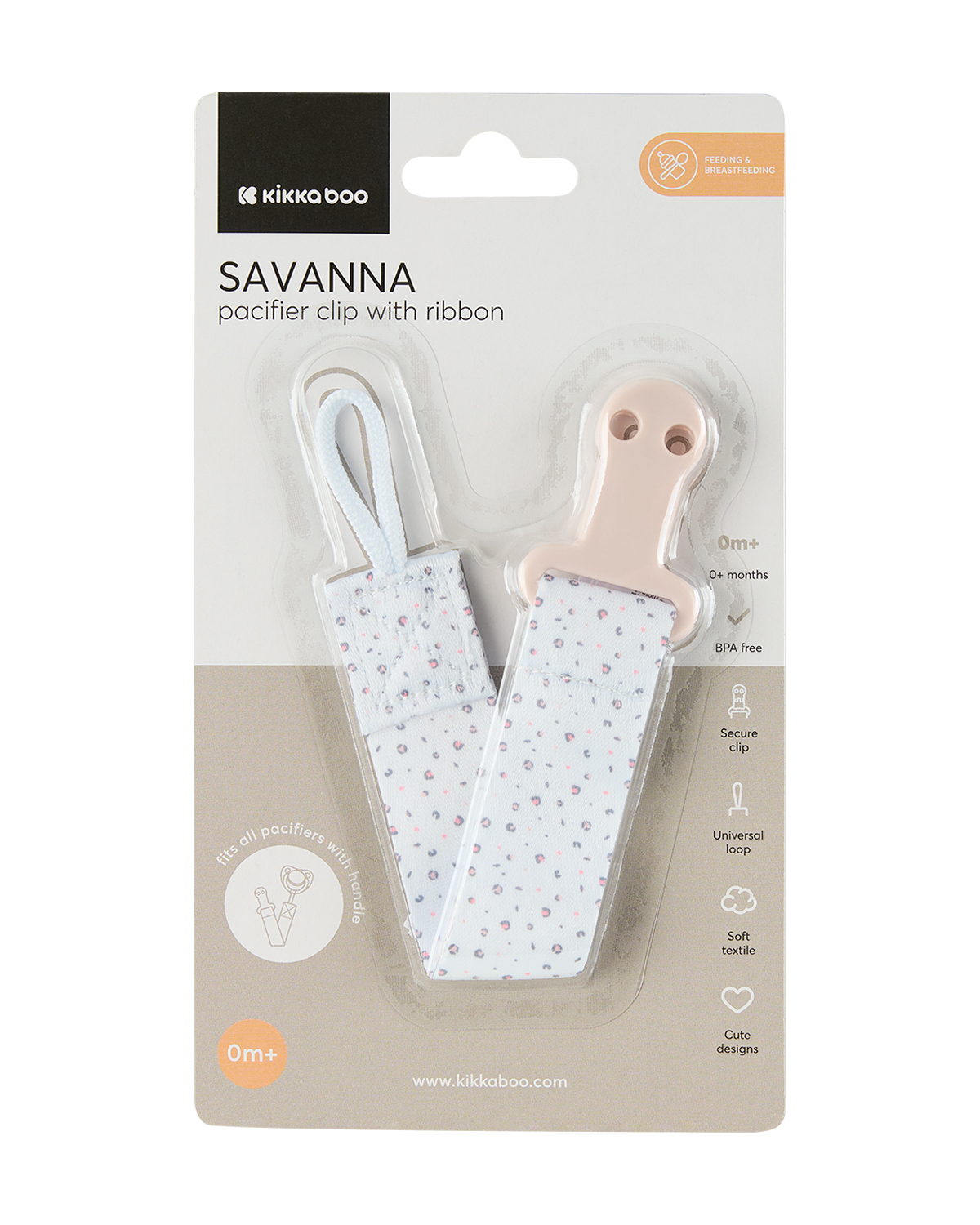 Clip para chupete con cinta Savanna Rosa
