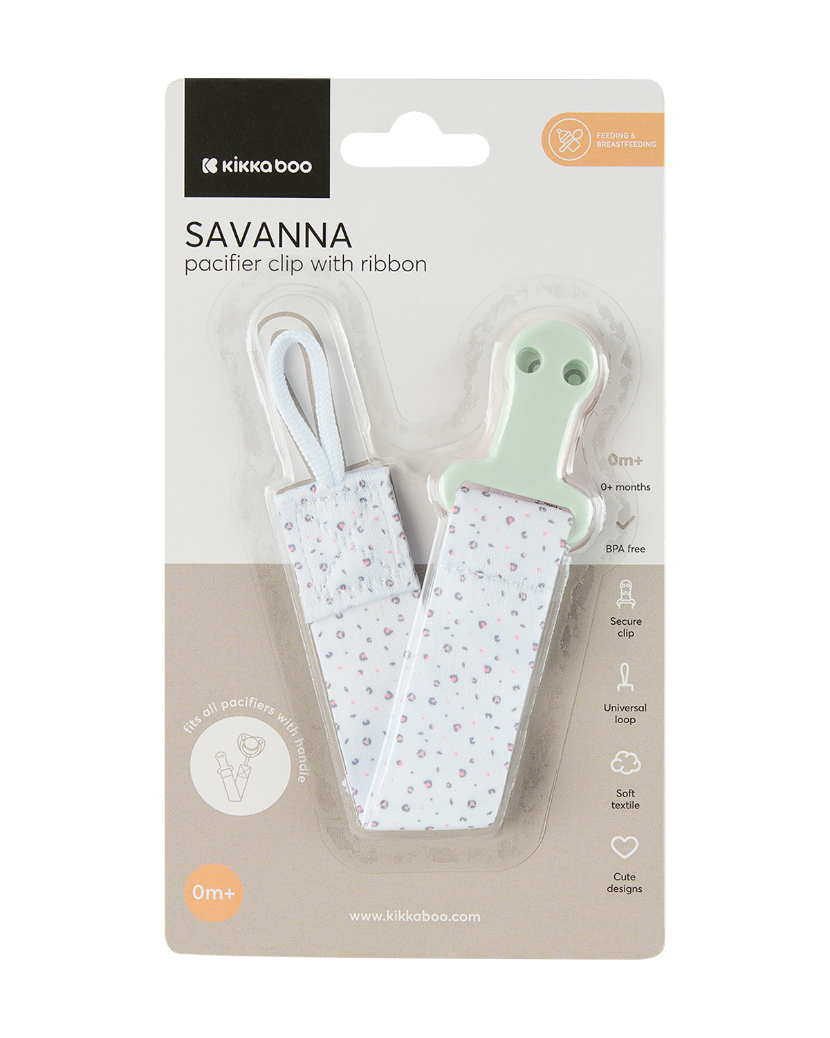 Clip para chupete con cinta Savanna Menta