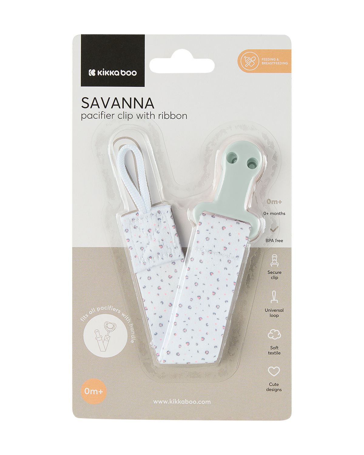 Clip para chupete con cinta Savanna Azul
