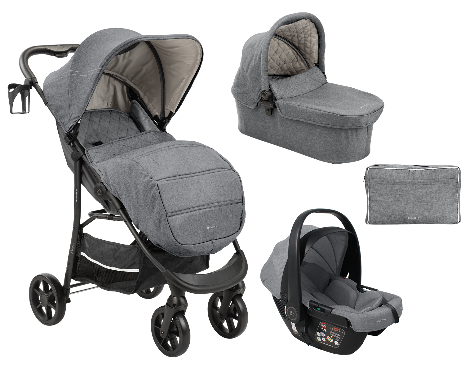 Carrito de bebé 3en1 Selina Gris Claro 2024
