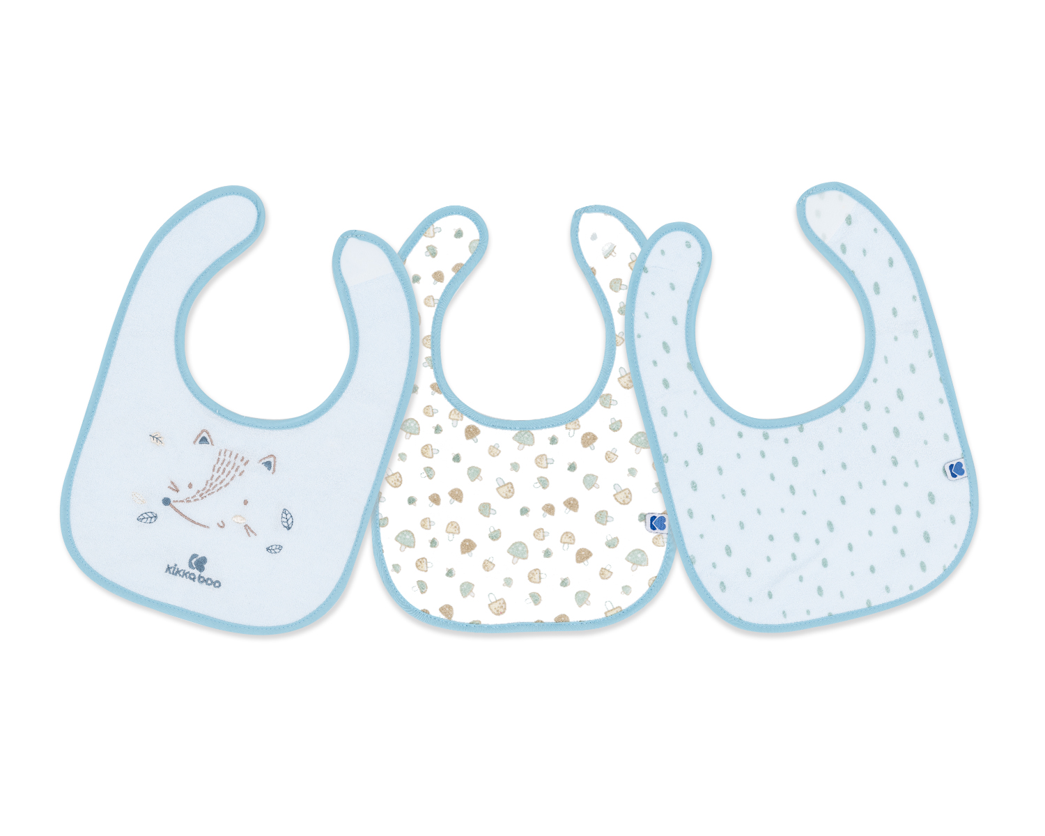 Set de 3 baberos de rizo Little Fox Azul
