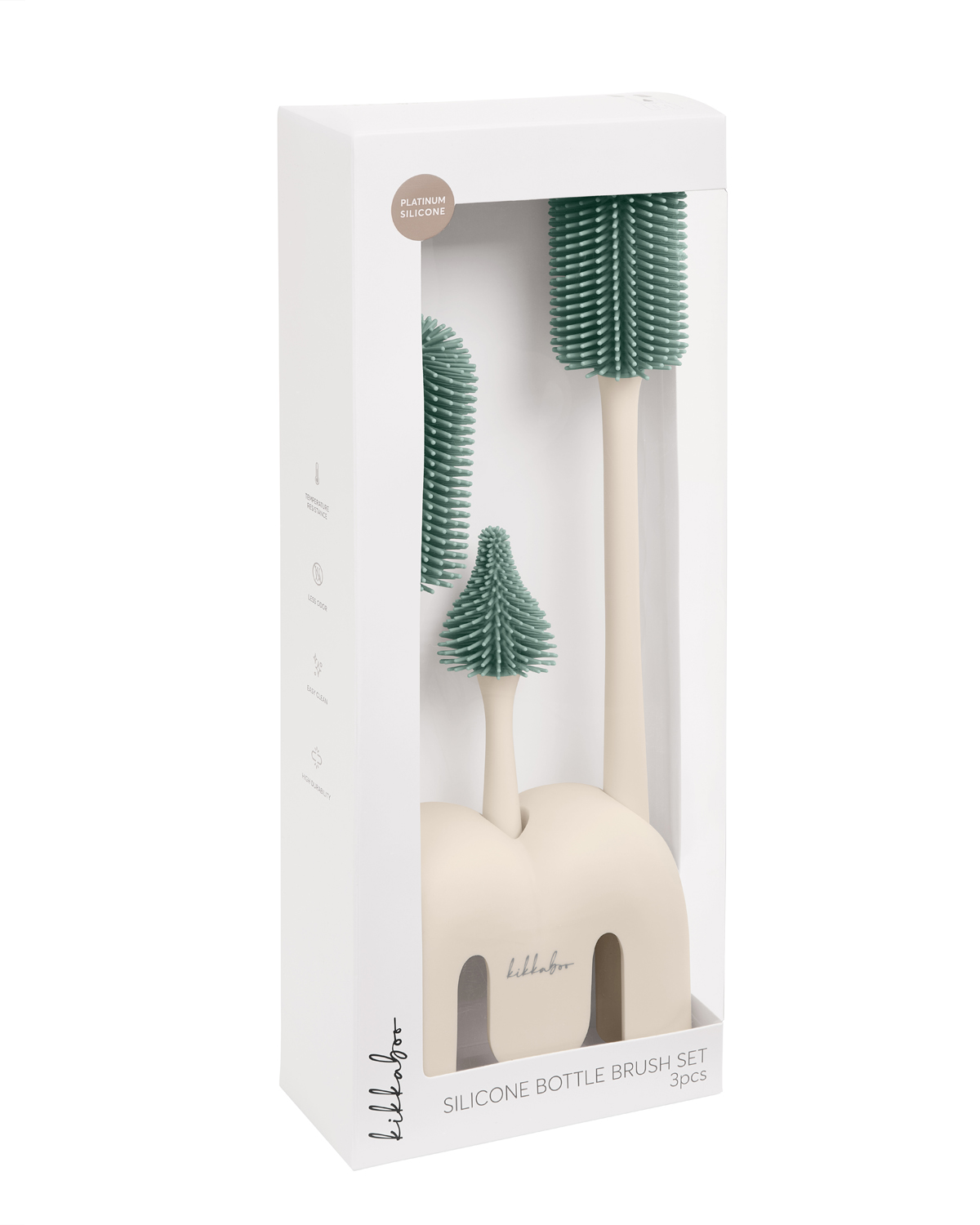 Silicone bottle brush set 3 pcs with holder Platinum Silicone Sage