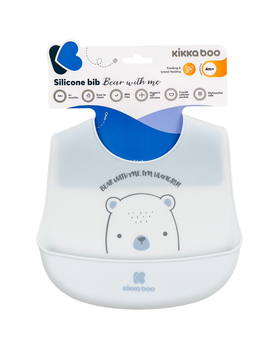 Babero de silicona Bear With Me Azul