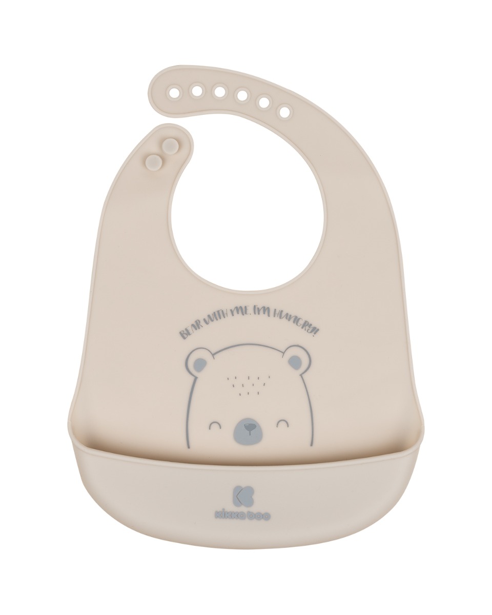 Babero de silicona Bear With Me Gris
