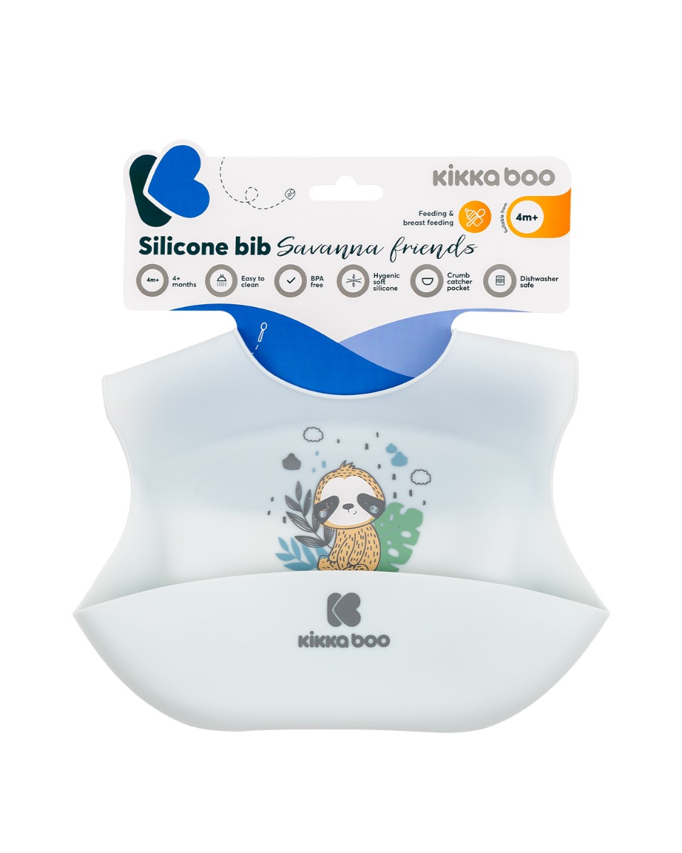 Babero de silicona Savanna Friends Azul