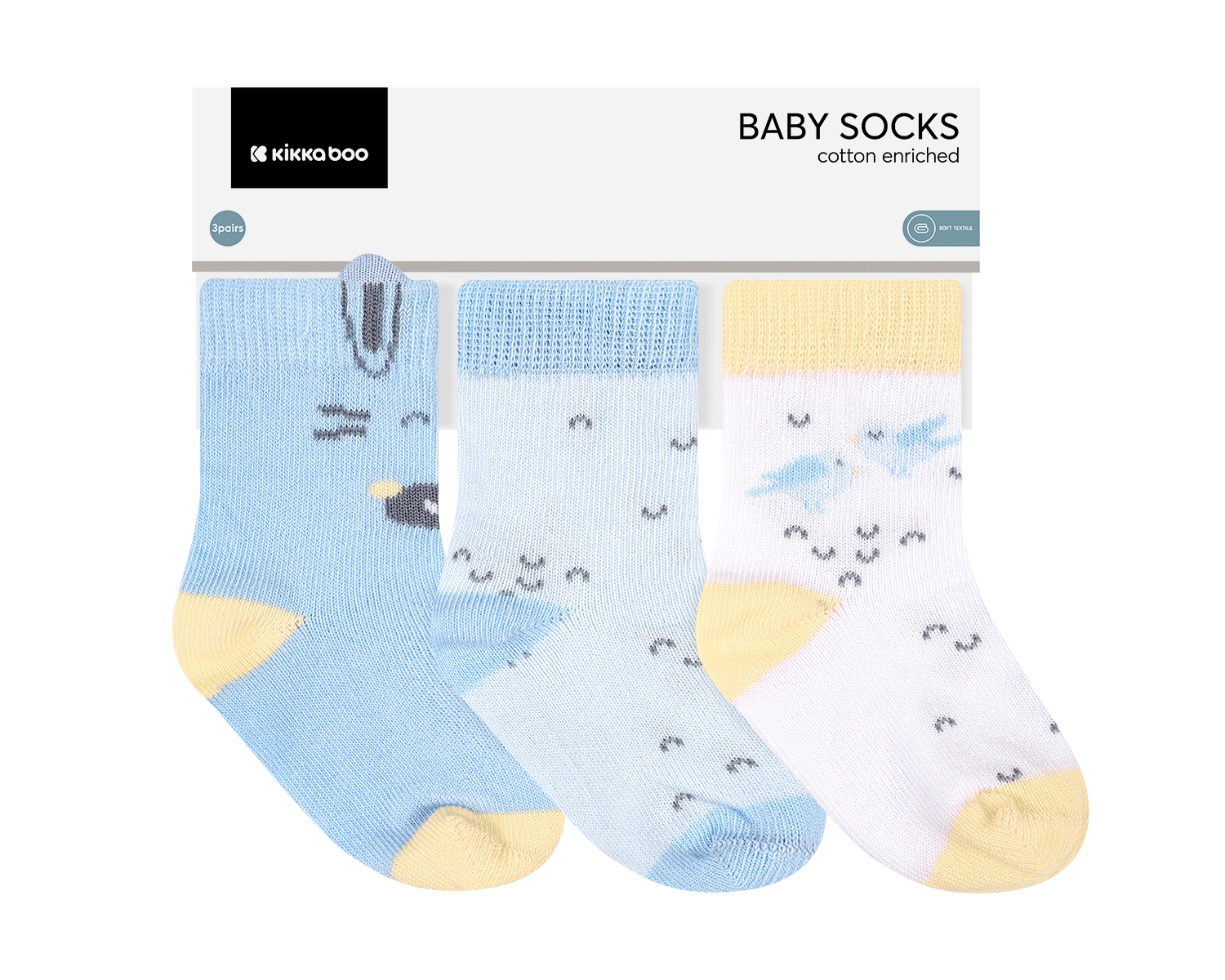 Calcetines de bebé con orejas 3D Stripy Friends 0-6m