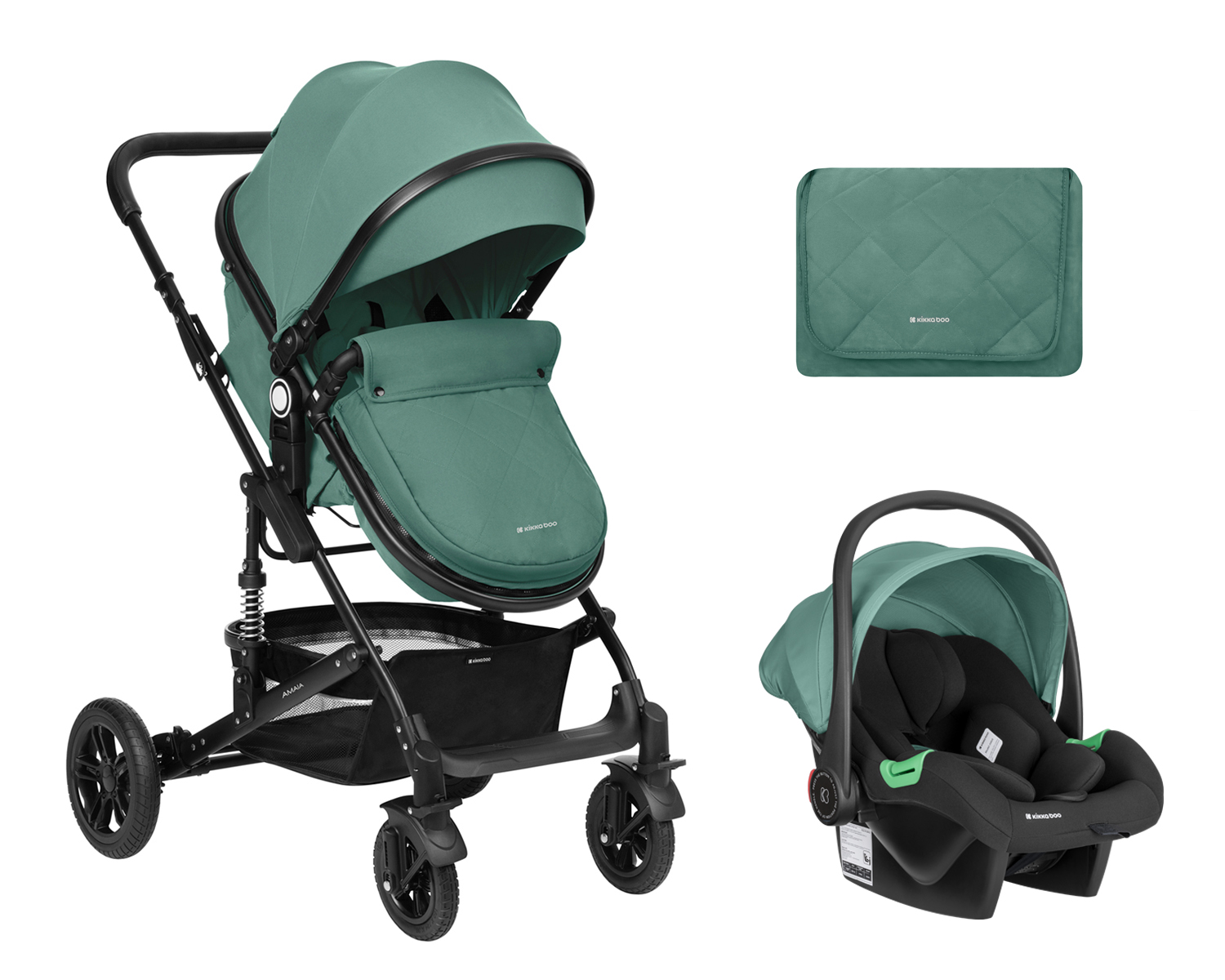 Carrito de bebé 3en1 asiento transf. Amaia Menta 2024