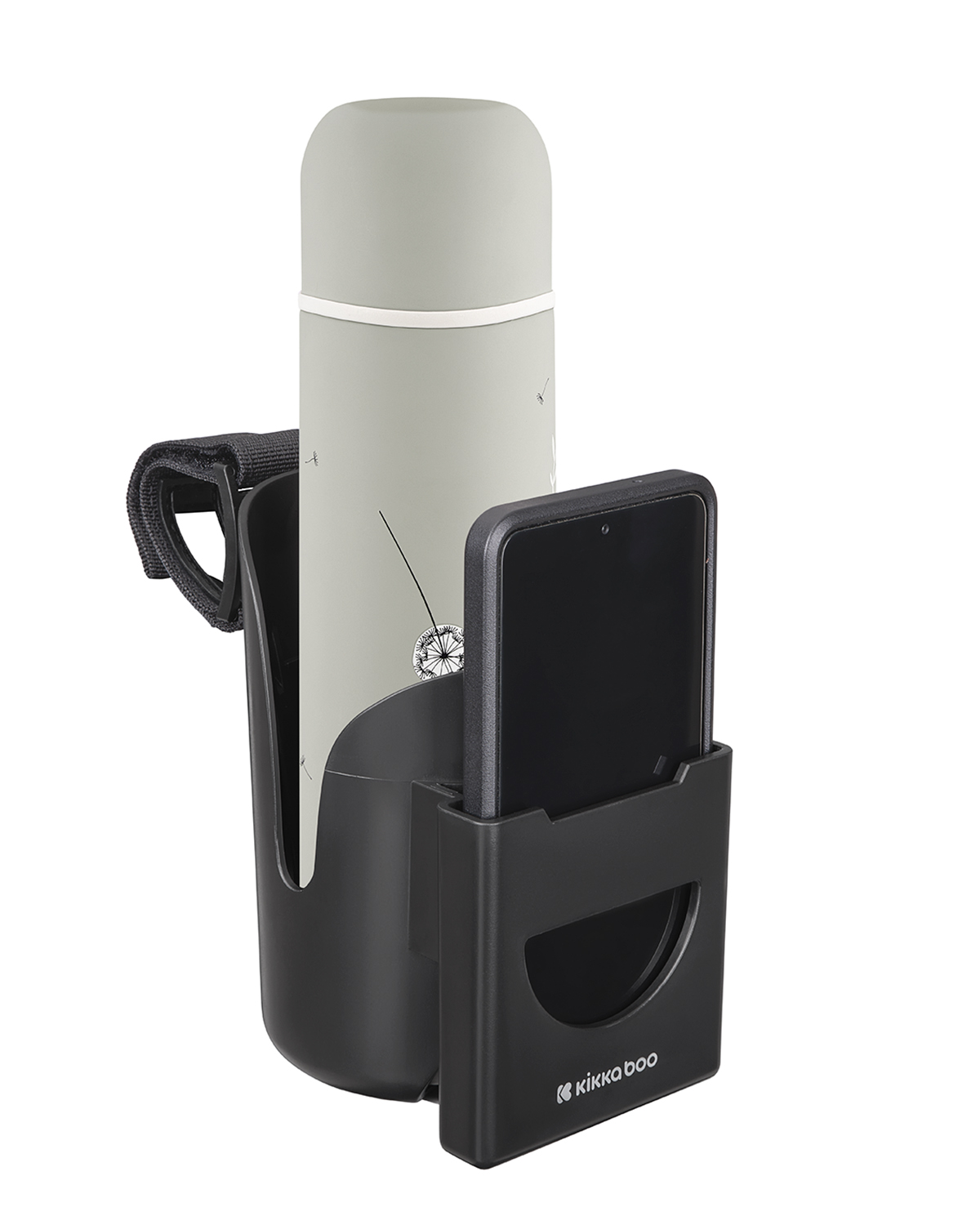 Portavasos/porta botellas con bolsillo para teléfono